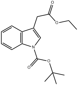 Ethyl N-Boc-(indol-3-yl)acetate/tert-butyl 3-(2-ethoxy-2-oxoethyl)-1H-indole-1-carboxylate 化学構造式