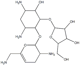D-Streptamine, O-2,6-diamino-2,3,4,6-tetradeoxy-alpha-D-erythro-hex-4-enopyraosyl(1-4)-O-(beta-D-ribofuranosyl-(1-5))-2-deoxy- Structure