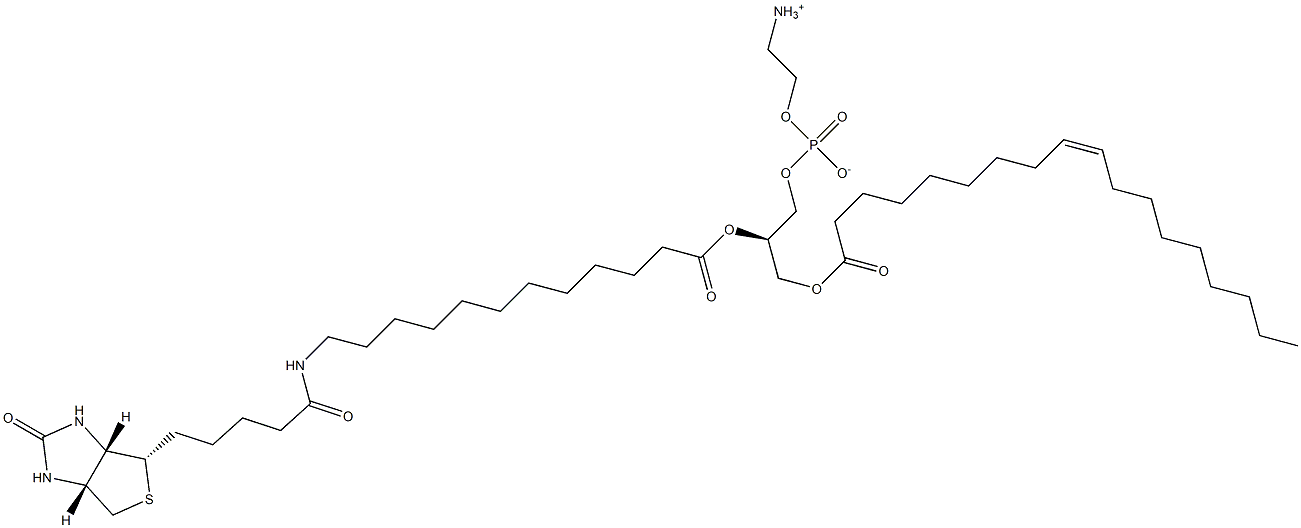 1-OLEOYL-2-(12-BIOTINYL(AMINODODECANOYL))-SN-GLYCERO-3-PHOSPHOETHANOLAMINE;18:1-12:0 BIOTIN PE,799812-67-2,结构式