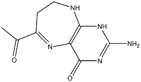 2-amino-4-oxo-6-acetyl-7,8-dihydro-3H,9H-pyrimidodiazepine Structure