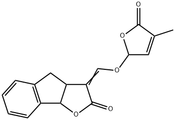 3-(4-Methyl-5-oxo-2,5-dihydro-furan-2-yloxymethylene)-3,3a,4,8b-tetrahydro-indeno[1,2-b]furan-2-one , GR-24, Germination Stimulant, strigolactone GR 24 Struktur