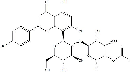 牡荆素 2''-O-(4'''-O-乙酰)鼠李糖苷 结构式