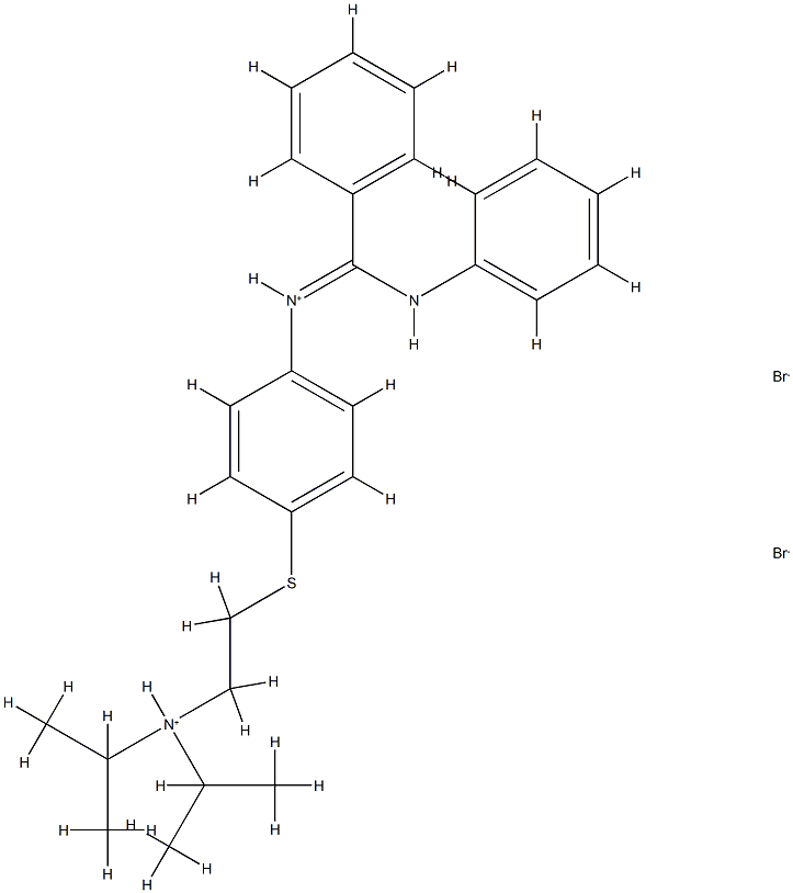 2-[4-(anilino-phenyl-methylidene)azaniumylphenyl]sulfanylethyl-dipropa n-2-yl-azanium dibromide Structure