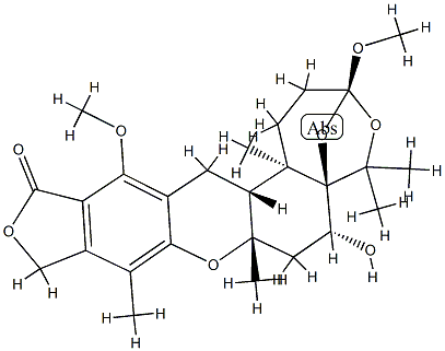 (3S)-1,2,3,6,7,7a,10,14,14aβ,14b-Decahydro-6α-hydroxy-3α,13-dimethoxy-5,5,7aβ,9,14bα-pentamethyl-12H-3β,5aβ-epoxy-5H-furo[3,4-i]oxepino[4,3-a]xanthen-12-one Structure