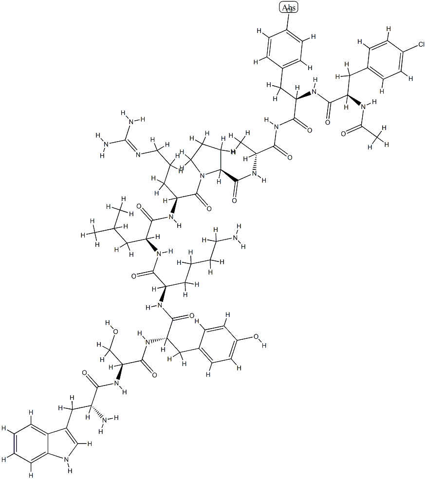 GnRH, Ac(4-Cl-Phe(1,2)-Trp(3)-Tyr(5)-Lys(6)-Ala(10))- Struktur