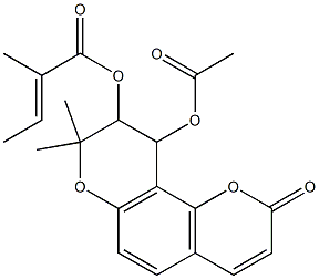 3'-angeloyloxy-4'-acetoxy-3',4'-dihydroseselin Struktur