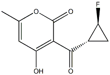 2H-Pyran-2-one, 3-[[(1R,2S)-2-fluorocyclopropyl]carbonyl]-4-hydroxy-6-methyl-, rel- (9CI) Struktur