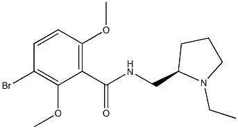 3-ブロモ-2,6-ジメトキシ-N-[[[2R,(+)]-1-エチルピロリジン-2β-イル]メチル]ベンズアミド 化学構造式