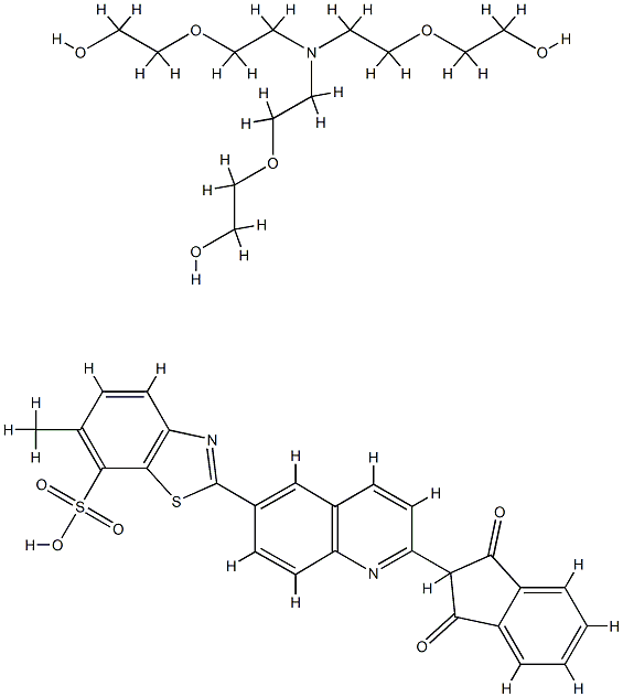 2-[2-(2,3-dihydro-1,3-dioxo-1H-inden-2-yl)quinolin-6-yl]-6-methylbenzothiazole-7-sulphonic acid, compound with 2,2',2''-[nitrilotris(ethyleneoxy)]tris[ethanol] (1:1) 结构式