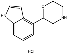 Chlorhydrate de 4-(2-morpholinyl) 1H-indole [French] 化学構造式