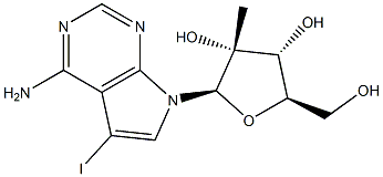 5-IODO-7-(2-C-METHYL-BETA-D-RIBOFURANOSYL)-7H-PYRROLO[2,3-D]PYRIMIDIN-4-AMINE, 847551-49-9, 结构式