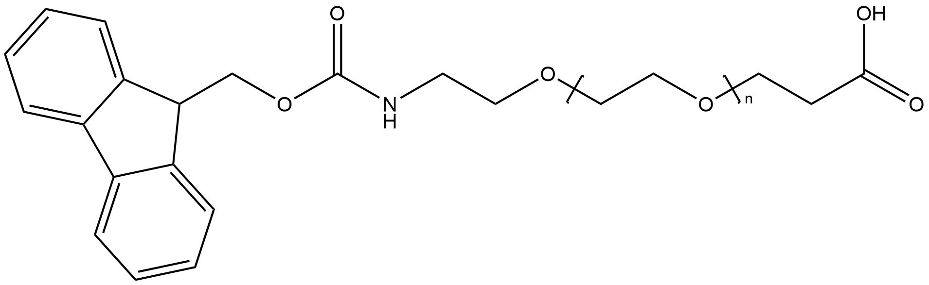 ALPHA-(2-羧基乙基)-OMEGA-[2-[[(9H-芴-9-基甲氧基)羰基]氨基]乙氧基]-聚环氧乙烷 结构式