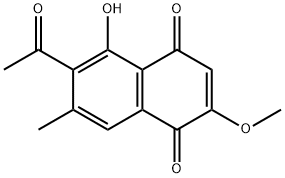 2-甲氧基-6-乙酰基-7-甲基胡桃酮,85122-21-0,结构式