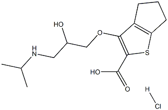 6-[2-hydroxy-3-(propan-2-ylamino)propoxy]-8-thiabicyclo[3.3.0]octa-6,9 -diene-7-carboxylic acid hydrochloride 结构式