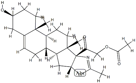 3beta,21-dihydroxy-2'-methyl-16beta-5'H-pregn-5-eno[17,16-d]oxazol-20-one 21-acetate Struktur