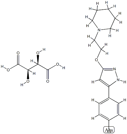 1-[2-[[5-(4-chlorophenyl)-1H-pyrazol-3-yl]oxy]ethyl]piperidine, (2R,3R )-2,3-dihydroxybutanedioic acid Struktur