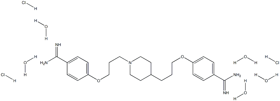 BenzenecarboxiMidaMide, 4-[3-[1-[3-[4-(aMinoiMinoMethyl)phenoxy]propyl]-4-piperidinyl]propoxy]-, hydrochloride, hydrate (1:3:5) Structure