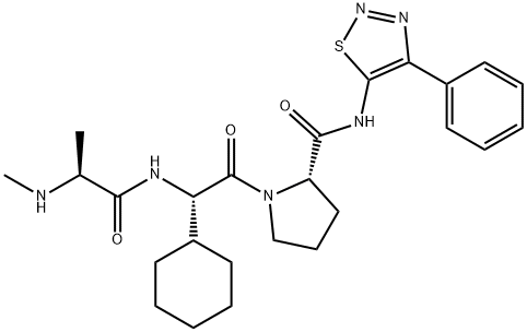 N-メチル-L-Ala-2-シクロヘキシル-L-Gly-L-Pro-(4-フェニル-1,2,3-チアジアゾール-5-イル)-NH2 化学構造式