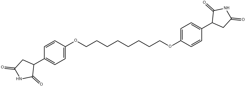 3-[4-[8-[4-(2,5-dioxopyrrolidin-3-yl)phenoxy]octoxy]phenyl]pyrrolidine -2,5-dione Structure