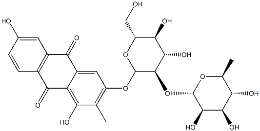 1,3,6-trihydroxy-2-methyl-9,10-anthraquinone-3-O-alpha-L-rhamnopyranosyl-(1->2)-beta-D-glucopyranoside, 87686-88-2, 结构式
