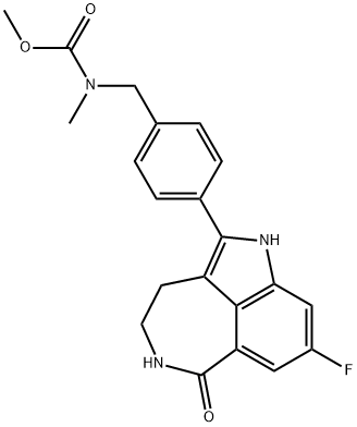 methyl (4-(8-fluoro-1-oxo-2,3,4,6-tetrahydro-1H-azepino[5,4,3-cd]indol-5-yl)benzyl)(methyl)carbamate,880160-69-0,结构式