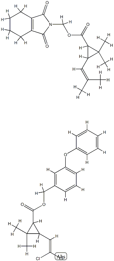 Cyclopropanecarboxylic acid, 3-(2,2-dichloroethenyl)-2,2-dimethyl-, (3 -phenoxyphenyl)methyl ester, mixt. with (1,3,4,5,6,7-hexahydro-1,3-dio xo-2H-isoindol-2-yl)methyl 2,2-dimethyl-3-(2-methyl-1-propenyl)cyclopr opanecarboxylate Structure