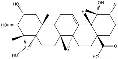 2α,3α,19,24-テトラヒドロキシウルサ-12-エン-28-酸 化学構造式