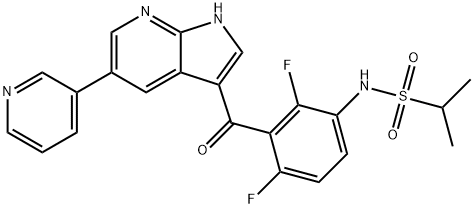 N-[2,4-二氟-3-[[5-(3-吡啶基)-1H-吡咯并[2,3-B]吡啶-3-基]羰基]苯基]-2-丙磺酰胺 结构式