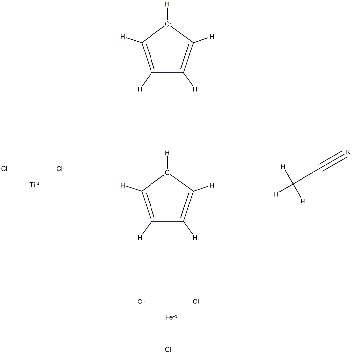 bis(cyclopentadienyl)acetonitrilechlorotitanium (IV) tetrachloroferrate (III) Structure