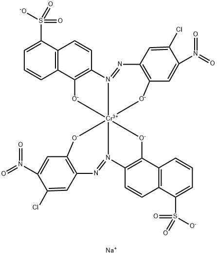 Chromate(3-), bis6-5-chloro-2-(hydroxy-.kappa.O)-4-nitrophenylazo-.kappa.N1-5-(hydroxy-.kappa.O)-1-naphthalenesulfonato(3-)-, trisodium 结构式