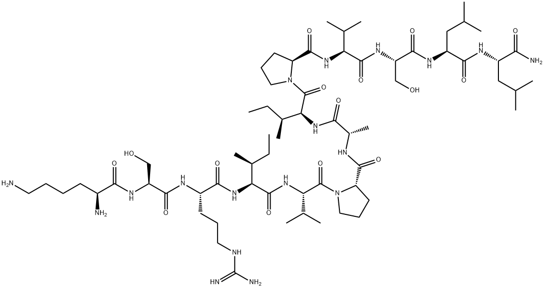 [H]-Lys-Ser-Arg-Ile-Val-Pro-Ala-Ile-Pro-Val-Ser-Leu-Leu-[NH2],  Innate  defense  regulator  peptide-1,  KSRIVPAIPVSLL-NH2 Structure