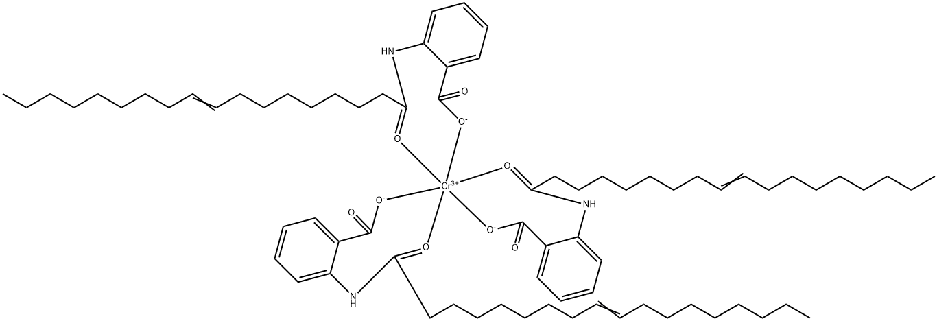 三[2-[(9-十八碳烯酰基)氨基]苯甲酸O1O2]铬 结构式