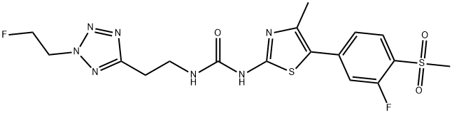 N-[2-[2-(2-氟乙基)-2H-四唑-5-基]乙基]-N'-[5-[3-氟-4-(甲基磺酰基)苯基]-4-甲基-2-噻唑基]脲 结构式