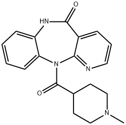 11-[(1-メチルピペリジン-4-イル)カルボニル]-11H-ピリド[2,3-b][1,5]ベンゾジアゼピン-5(6H)-オン 化学構造式