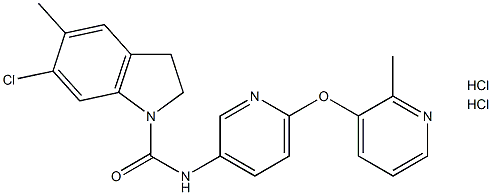6-氯-2,3-二氢-5-甲基-N-[6-[(2-甲基-3-吡啶基)氧]-3-吡啶基]-1H-吲哚-1-酰胺盐酸盐, 1049747-87-6, 结构式