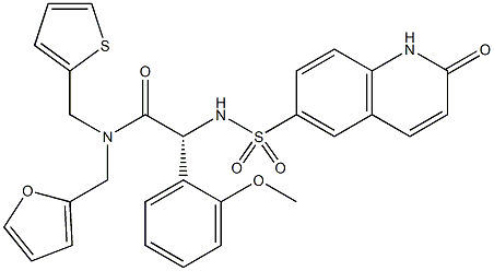 1681056-61-0 (2R)-N-(フラン-2-イルメチル)-2-(2-メトキシフェニル)-2-(2-オキソ-1H-キノリン-6-スルホンアミド)-N-(チオフェン-2-イルメチル)アセトアミド