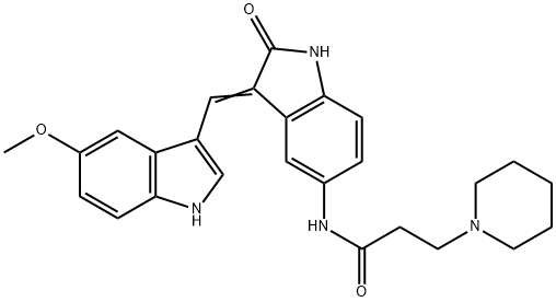 181223-80-3 N-[2,3-二氢-3-[(5-甲氧基-1H-吲哚-3-基)亚甲基]-2-氧代-1H-吲哚-5-基]-1-哌啶丙酰胺