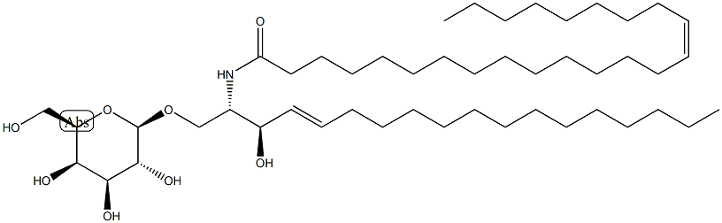 N-[(1R,2S,E)-1-[(β-D-ガラクトピラノシルオキシ)メチル]-2-ヒドロキシ-3-ヘプタデセン-1-イル]テトラコサンアミド 化学構造式