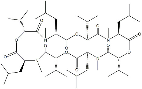 シクロ[D-Hmb-N-メチル-L-Leu-D-Hmb-N-メチル-L-Leu-D-Hmb-N-メチル-L-Leu-D-Hmb-N-メチル-L-Leu-] 化学構造式