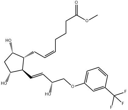 (Z)-7-[(1R)-3α,5α-ジヒドロキシ-2β-[(E,R)-3-ヒドロキシ-4-[3-(トリフルオロメチル)フェノキシ]-1-ブテニル]シクロペンタン-1α-イル]-5-ヘプテン酸メチル 化学構造式