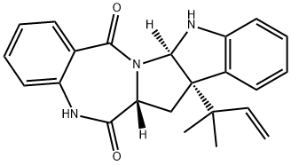[5aR,(+)]-14aβ-(1,1-Dimethyl-2-propenyl)-5aβ,13aα,14,14a-tetrahydroindolo[3',2':4,5]pyrrolo[2,1-c][1,4]benzodiazepine-7,13(5H,12H)-dione Structure