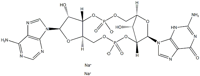 アデノシン3′,5′-ビスりん酸2′,5′-ジデオキシグアノシン5′,2′-ジイル 化学構造式
