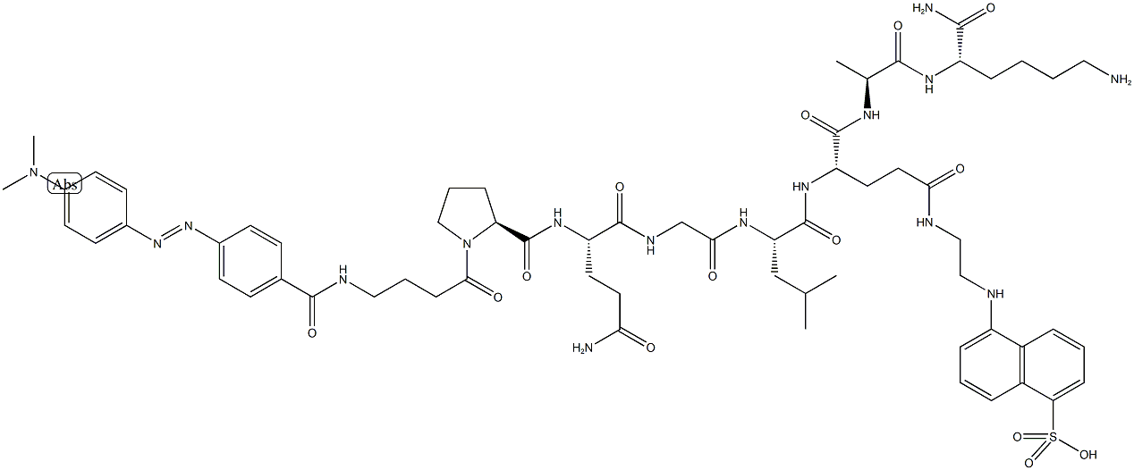 Dabcyl-GABA-PQGL-Glu(EDANS)-AK-NH2 (trifluoroacetate salt) Structure