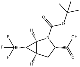 (1S,3S,5S,6S)-2-(tert-butoxycarbonyl)-6-(trifluoromethyl)-2-azabicyclo[3.1.0]hexane-3-carboxylic acid Structure