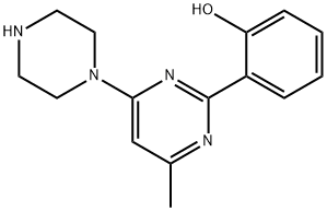 2-(4-メチル-6-ピペラジン-1-イルピリミジン-2-イル)フェノール 化学構造式