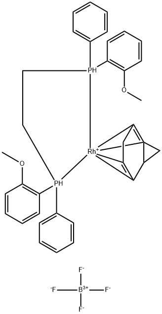 (2,3,5,6-H)-BICYCLO[2.2.1]HEPTA-2,5-DIENE][(1R,1''R)-[1,2-ETHANEDIYLBIS[(2-METHOXYPHENYL)PHENYLPHOSPHINE]RHODIUM(I)- TETRAFLUOROBORATE Structure