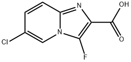 6-chloro-3-fluoroimidazo[1,2-a]pyridine-2-carboxylic acid(SALTDATA: 0.85HCl H2O) Struktur