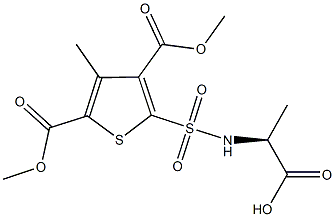 (2S)-2-({[3,5-bis(methoxycarbonyl)-4-methylthien-2-yl]sulfonyl}amino)propanoic acid 结构式