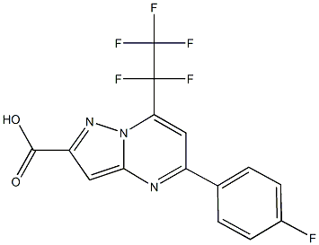 5-(4-fluorophenyl)-7-(pentafluoroethyl)pyrazolo[1,5-a]pyrimidine-2-carboxylic acid 化学構造式