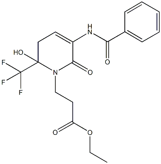 ethyl 3-[5-(benzoylamino)-2-hydroxy-6-oxo-2-(trifluoromethyl)-3,6-dihydropyridin-1(2H)-yl]propanoate Structure